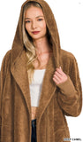 Zenana Hooded Faux Fur Jacket, Assorted Colors