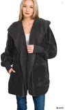 Zenana Hooded Faux Fur Jacket, Assorted Colors