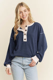 Heimish Long Sleeve Contrast Urban Ribbed Top, Assorted Colors