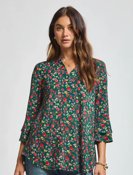 Dear Scarlett "Liz" Bell Sleeve Top in Teal