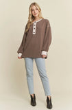Heimish Long Sleeve Contrast Urban Ribbed Top, Assorted Colors