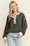 Heimish Long Sleeve Contrast Urban Ribbed Top, Assorted Colors