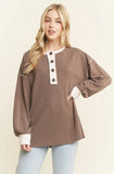 Heimish Long Sleeve Contrast Urban Ribbed Top, Assorted Colors