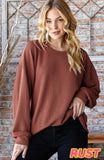 Heimish Long Puff Sleeve Ribbed Top, Assorted Colors