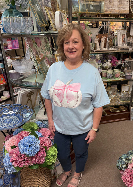 Pink Bow Pumpkin T-Shirt In Blue