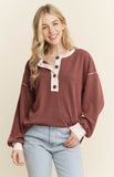 Heimish Long Sleeve Contrast Urban Ribbed Top, Assorted Colors