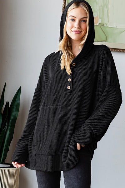 Heimish Button Down Ribbed Hoodie