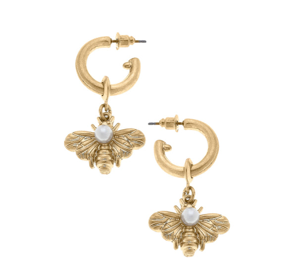 Canvas Style Martine Bee Drop Hoop Earrings