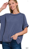 Zenana Corded Cuffed Sleeve Top, Assorted Colors