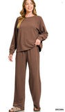 ZENANA Slub Pant Set, Assorted Colors