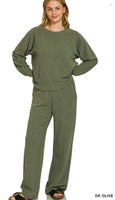 ZENANA Slub Pant Set, Assorted Colors