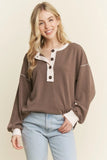 Heimish Long Sleeve Contrast Urban Ribbed Top, Assorted Colors