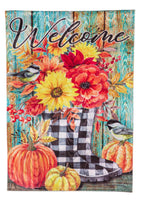 ‘Fall Welcome Boots Moire’ Decorative Flag