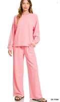 ZENANA Slub Pant Set, Assorted Colors
