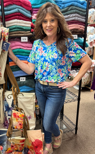 Dear Scarlett Boyfriend Top In Royal Multi