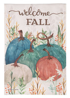 Welcome Fall Pumpkins Burlap Decorative Flag