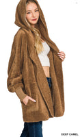 Zenana Hooded Faux Fur Jacket, Assorted Colors
