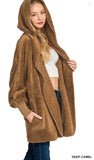 Zenana Hooded Faux Fur Jacket, Assorted Colors