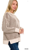 Zenana Two Toned CrewneckSweater, Assorted Colors