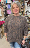 Heimish Long Puff Sleeve Animal Ribbed Top