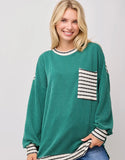 Urban Rib Long Sleeve Top with Drop Shoulder Pocket, Assorted Colors