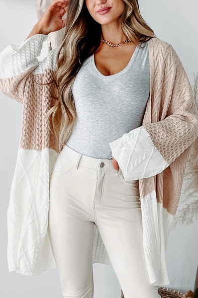 Color Block Bell Sleeve Cardigan