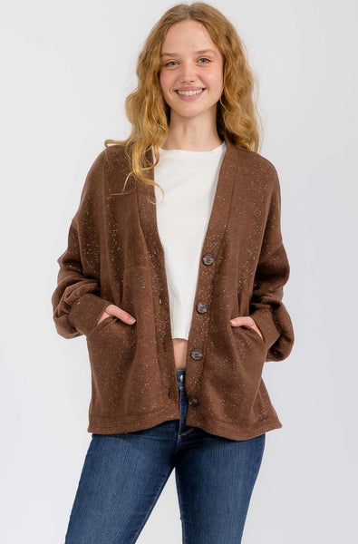 7th RAY Glittered Button Down Cardigan, Assorted Colors