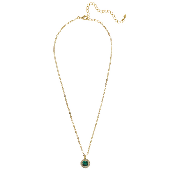 Sorrelli Haute Halo Pendant Necklace in Emerald