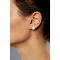 Sorrelli Haute Halo Stud Earrings in Ultra White