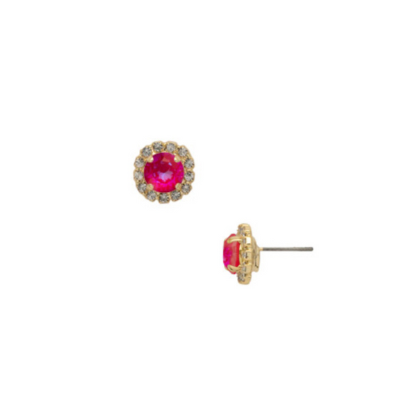 Sorrelli Haute Halo Stud Earrings in Royal Red Delite