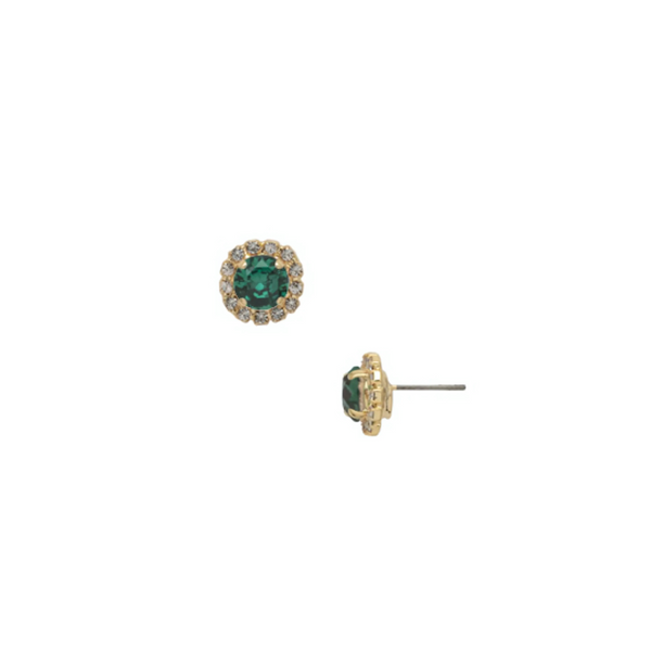 Sorrelli Haute Halo Stud Earrings in Emerald