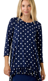 Polka Dot High-Low Tunic with Ruffle Hem