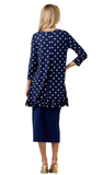 Polka Dot High-Low Tunic with Ruffle Hem