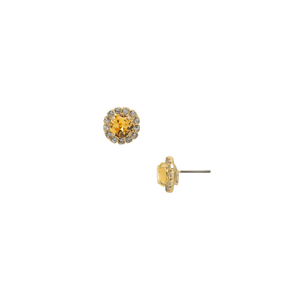 Sorrelli Haute Halo Stud Earrings in Light Topaz