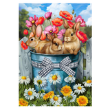 ‘Bucket of Bunnies’ Decorative Flag