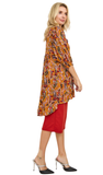 Tunic Top with Empire Waist and High-Low Hem in Mustard