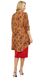 Tunic Top with Empire Waist and High-Low Hem in Mustard