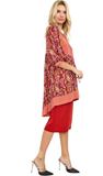 Rust Paisley Tunic with High-Low Hem