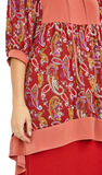 Rust Paisley Tunic with High-Low Hem