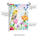 ‘Whimsical Bird Burlap’ Decorative Flag