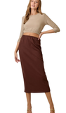 Long Pencil Skirt with Elastic Waist Band, Assorted Colors