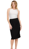 Pencil Skirt with Elastic Waist Band, Assorted Colors