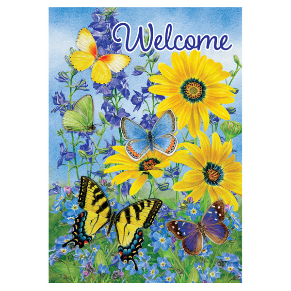 ‘Blue & Yellow Butterflies’ Decorative Flag
