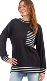 Urban Rib Long Sleeve Top with Drop Shoulder Pocket, Assorted Colors