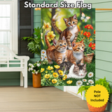 ‘Kittens in Garden’ Decorative Flag
