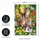 ‘Kittens in Garden’ Decorative Flag