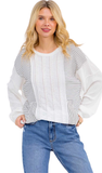 Textured Stripe Contrast Knit Top