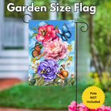 ‘Butterflies and Peonies’ Decorative Flag
