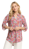 HEIMISH Three Quarter Button Sleeve Mandarin Floral Top