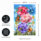 ‘Butterflies and Peonies’ Decorative Flag